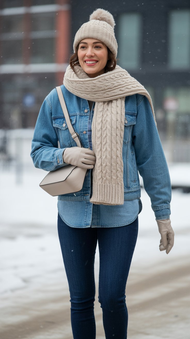 Denim on Denim with Winter Accessories
