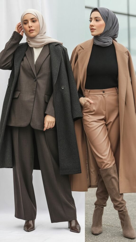 Wool Overcoat Over Suit-Style Separates