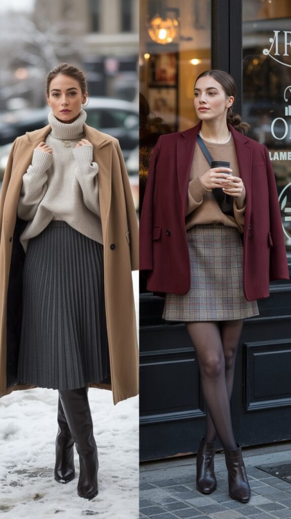 20 Stylish Winter Skirt Outfits for Women That Are Warm Yet Trendy