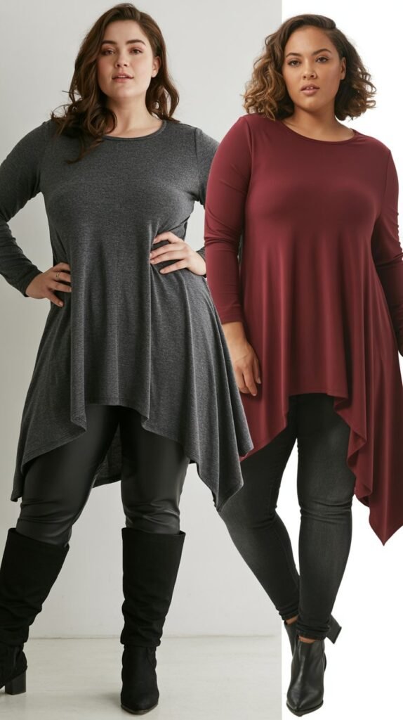 Asymmetric Hem Tunic with Leggings