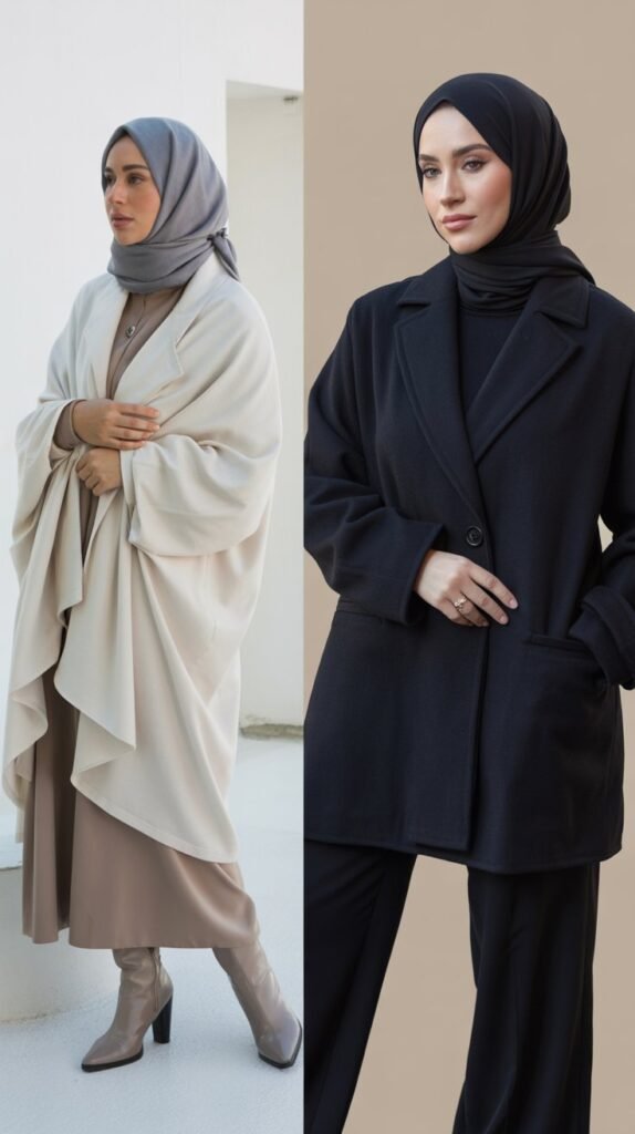 Oversized Scarf Coat Over Layered Outfit