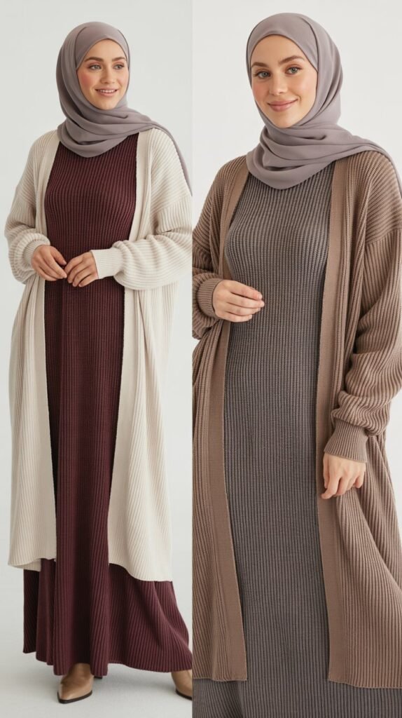 Knit Maxi Dress with Long Cardigan