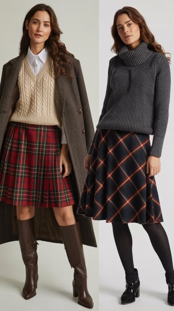 Tartan Plaid Skirt with Sweater Vest
