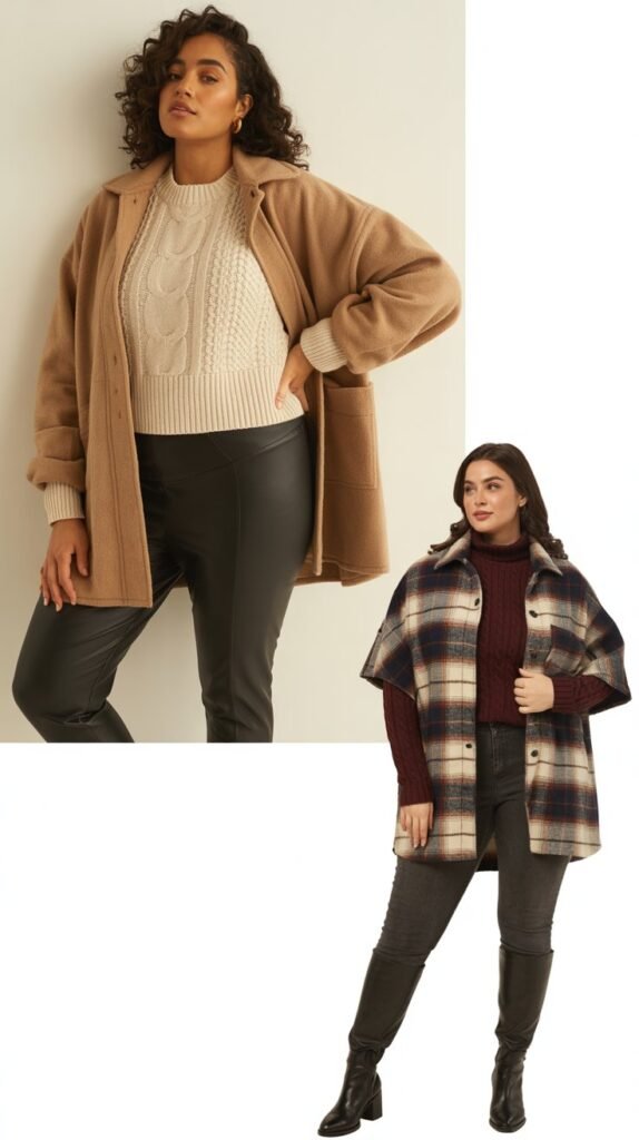 Shacket Over Sweater and Leggings