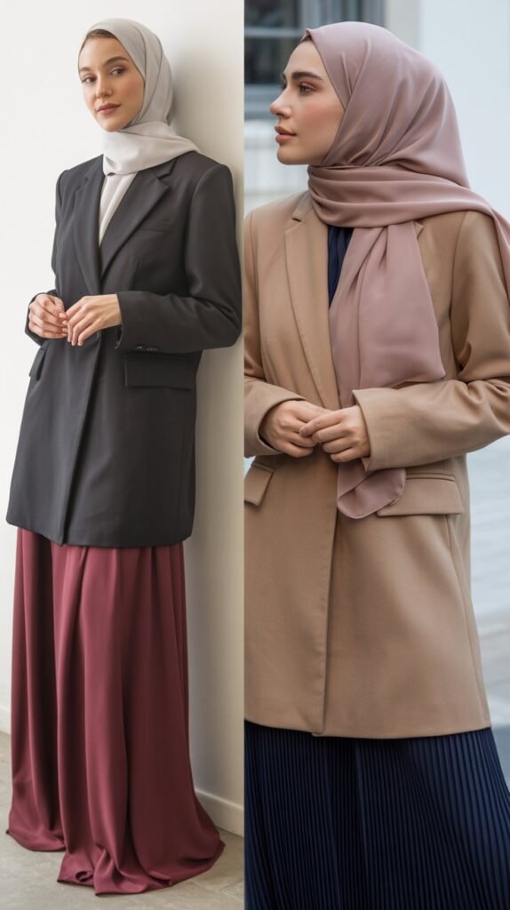 Longline Blazer with Maxi Skirt