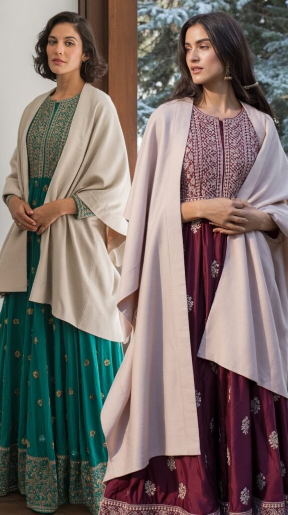 Cashmere Cardigan Over Anarkali