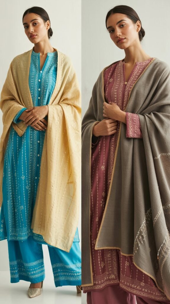 Bandhani Suit with Woolen Stole