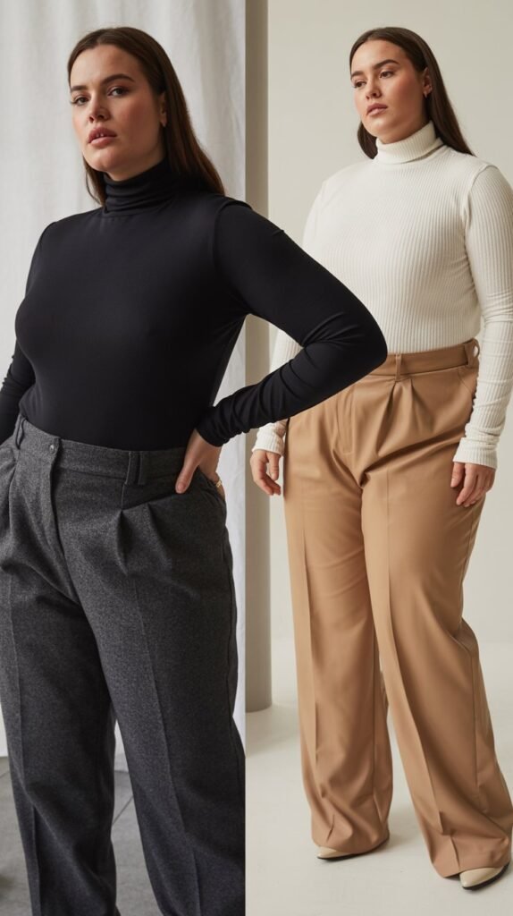 Turtleneck Bodysuit with High-Waisted Pants