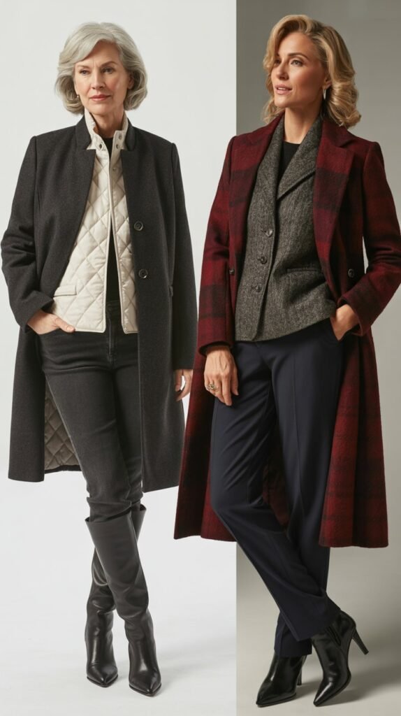 Layered Vest Over Coat