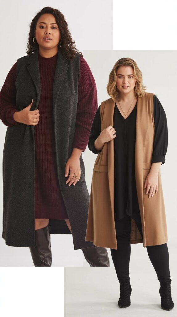 Long Vest Over Dress or Tunic