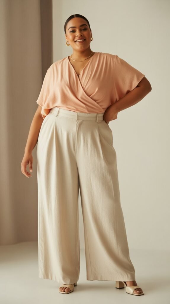 Wrap Top with Wide-Leg Trousers