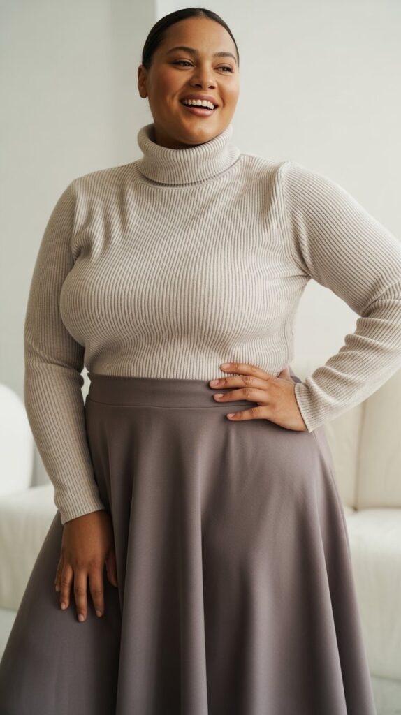 Turtleneck with A-Line Skirt