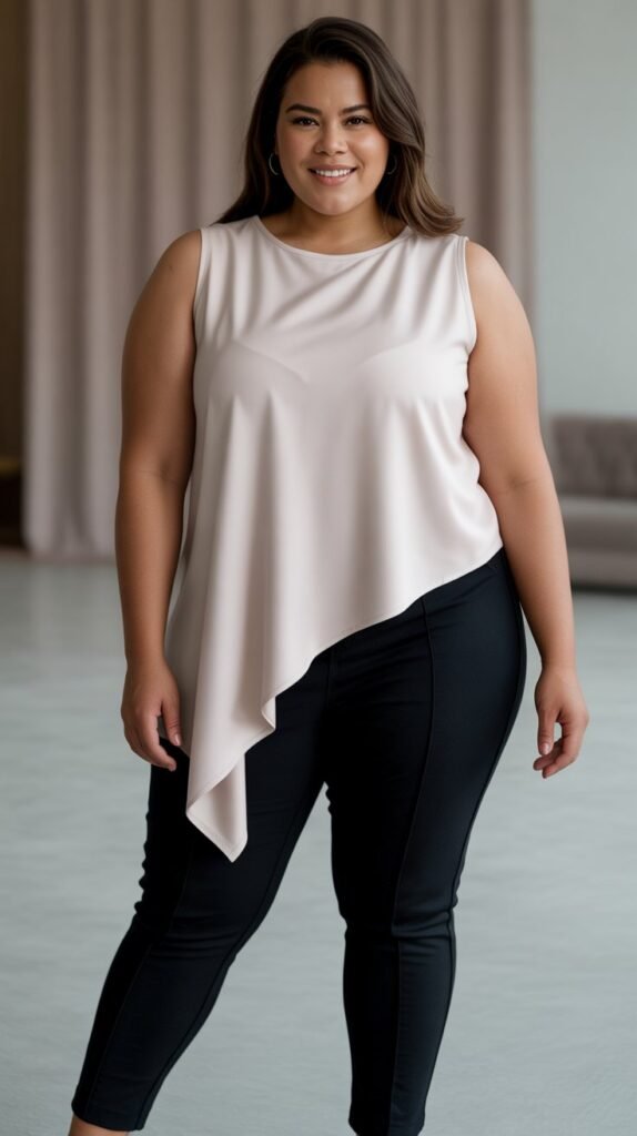 Asymmetrical Hem Top with Skinny Pants