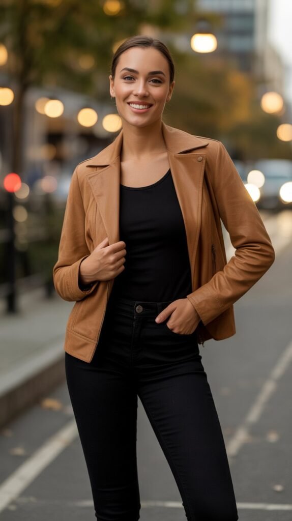 Suede Jacket with Black Skinny Jeans