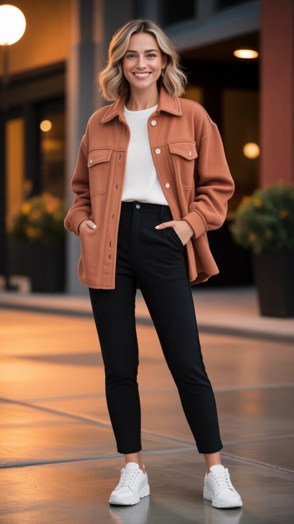 Shacket with Slim-Fit Pants