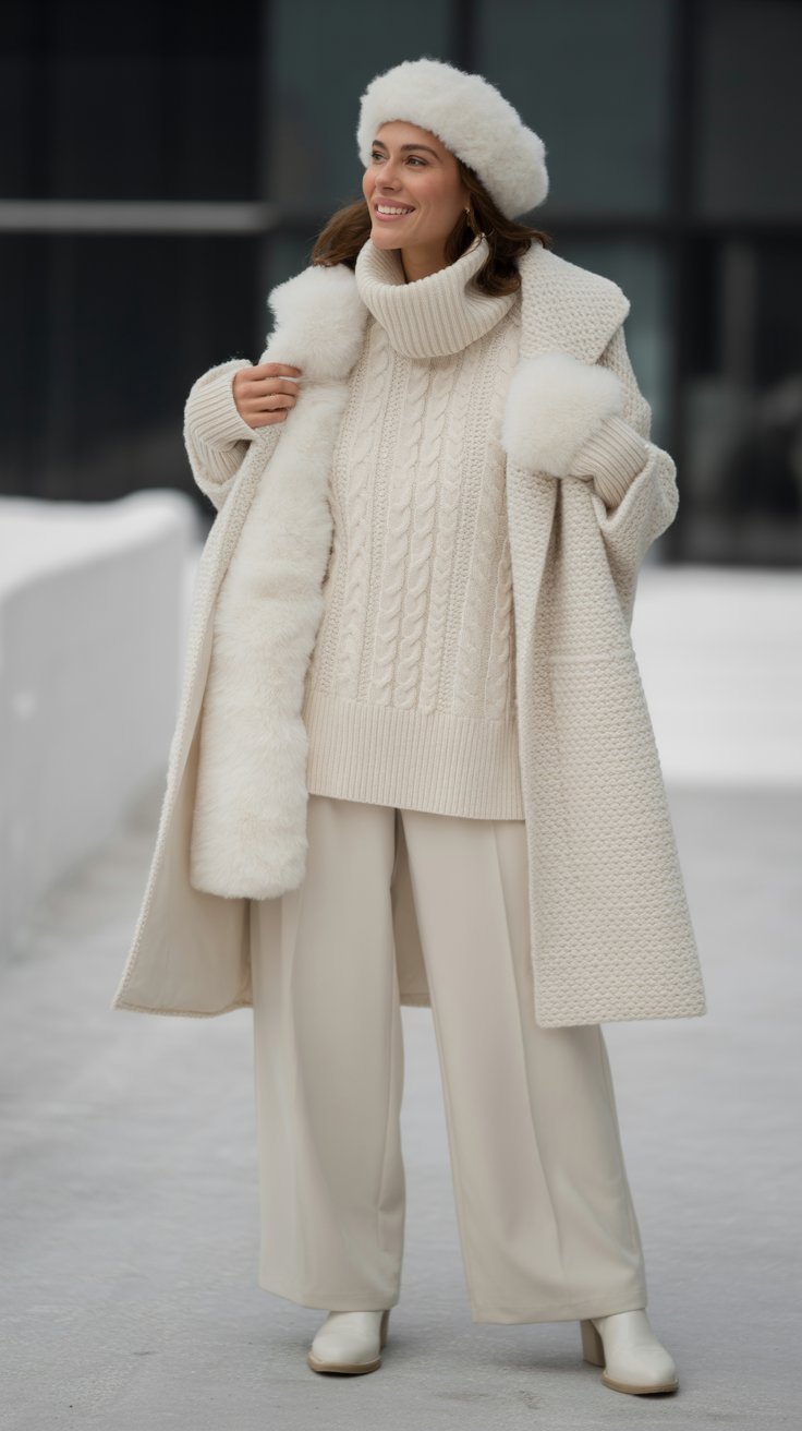 All-White Winter Outfit with Texture