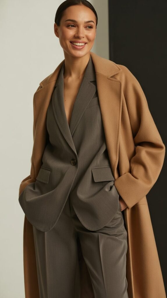  Trench Coat with Blazer and Trousers