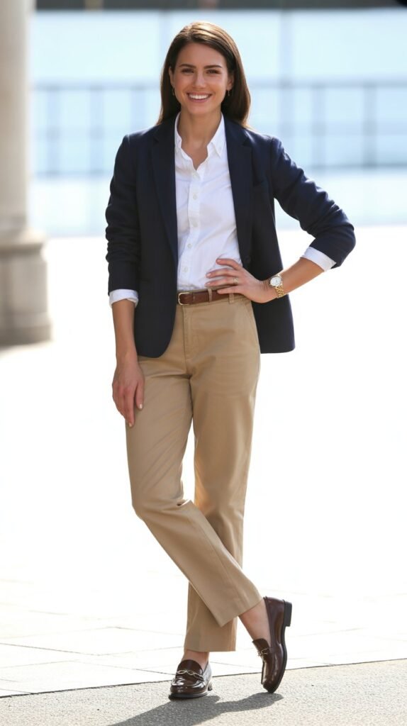 Preppy Perfection with Chinos and Blazer