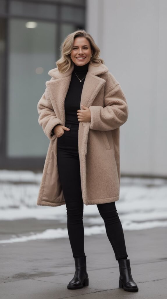 Teddy Coat with All-Black Everything