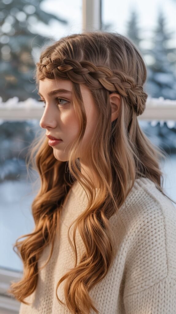 Braided Headband with Down Hair