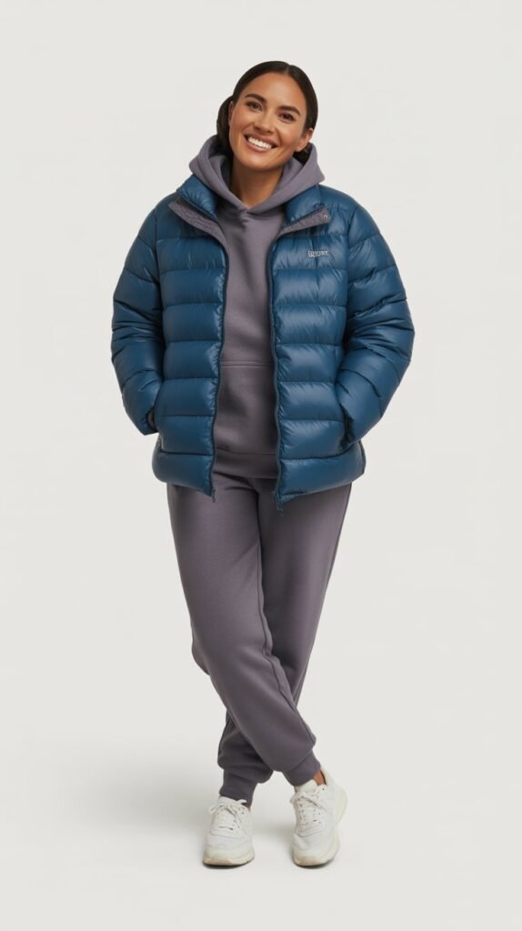Puffer Jacket with Hoodie and Joggers