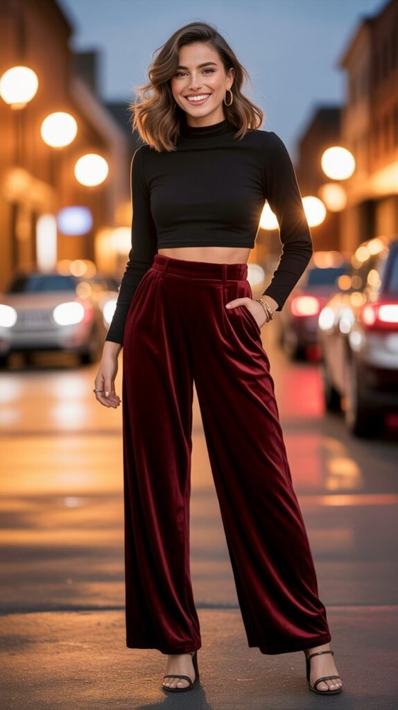 Crop Top with High-Waisted Palazzo Pants