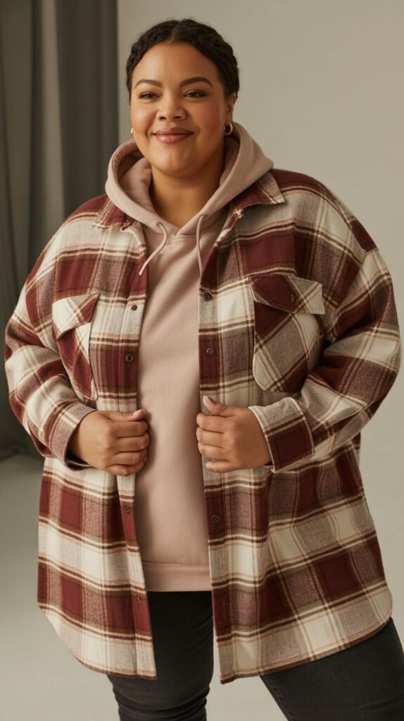 Flannel Shirt Jacket with Hoodie