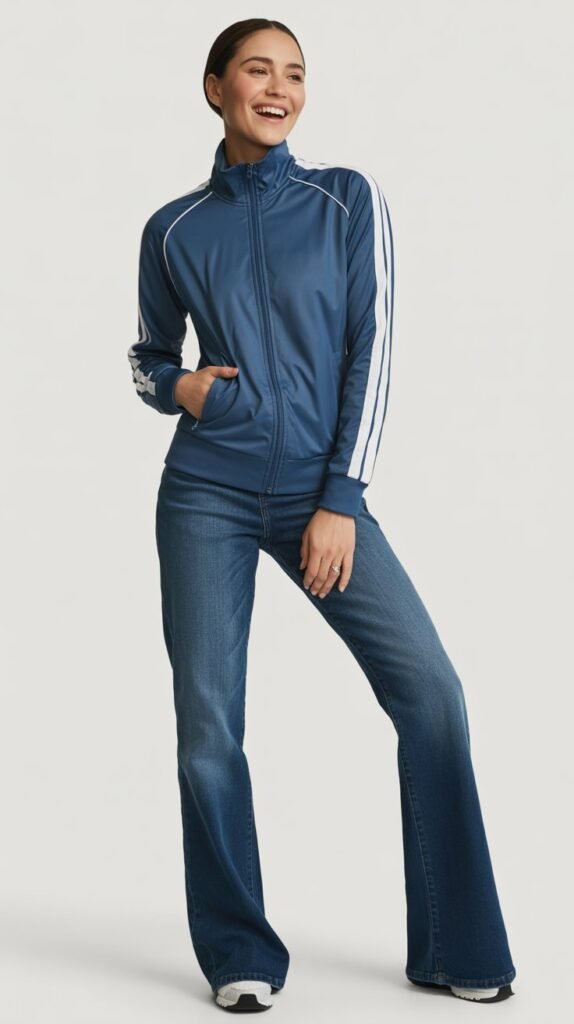 Track Jacket and Straight Leg Jeans