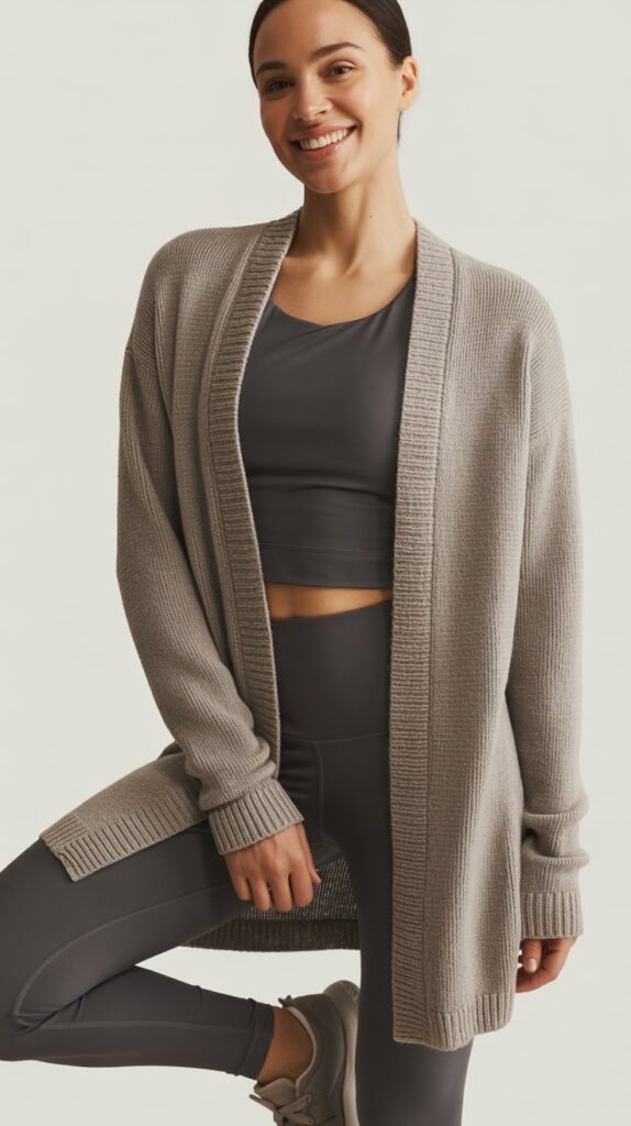 Cardigan Over Athletic Top