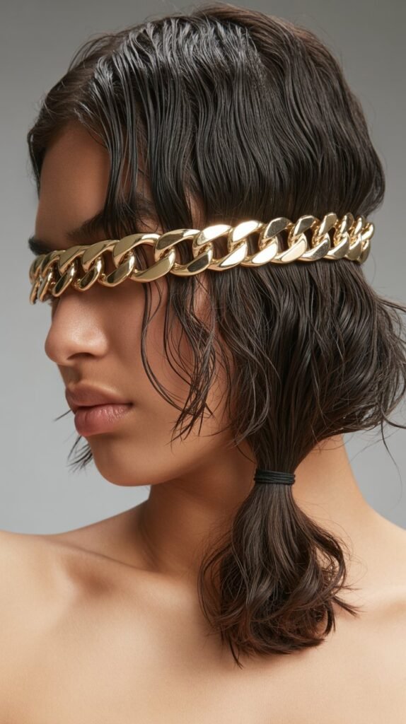 Asymmetrical Low Ponytail with Statement Headband