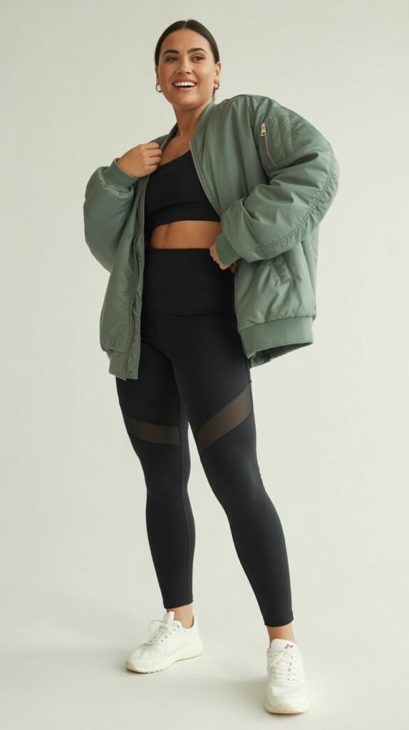 Athleisure Excellence with Leggings and Bomber Jacket