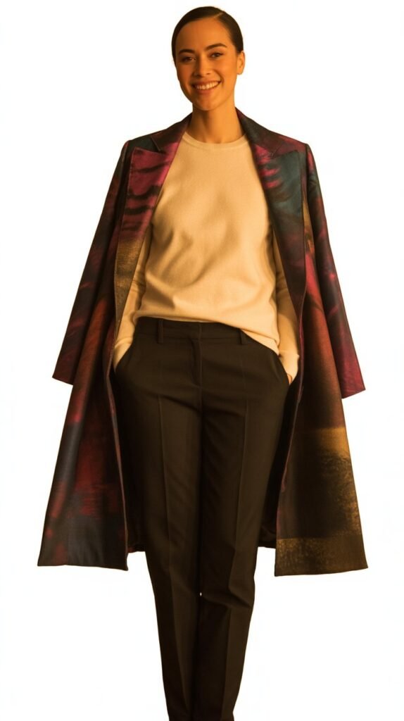 Statement Coat with Simple Base Layers