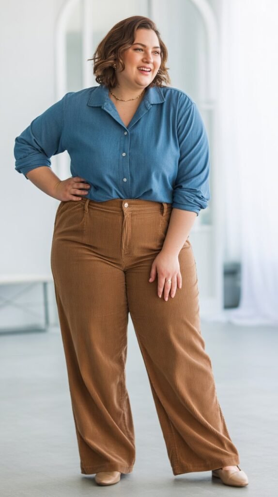 Chambray Shirt with Corduroy Pants