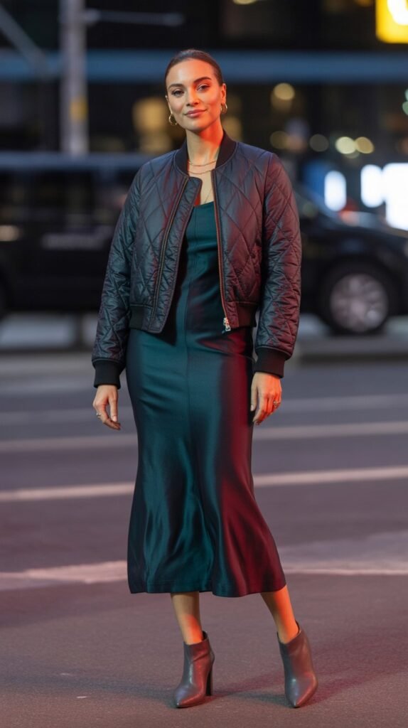 Quilted Jacket with Midi Dress