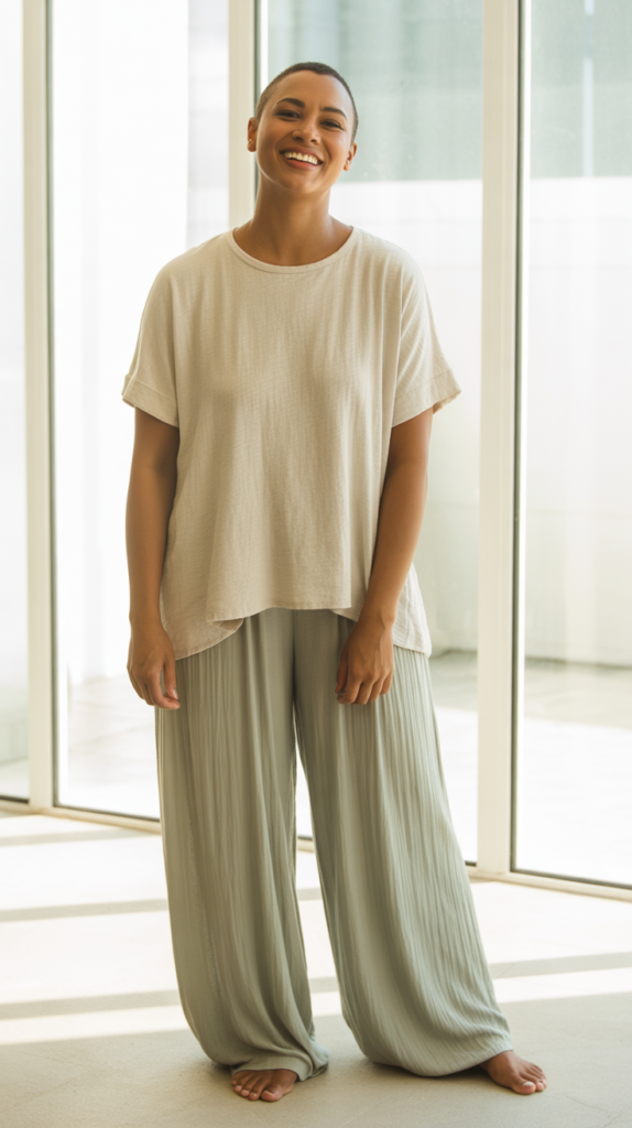Linen Blend Tee and Palazzo Pants