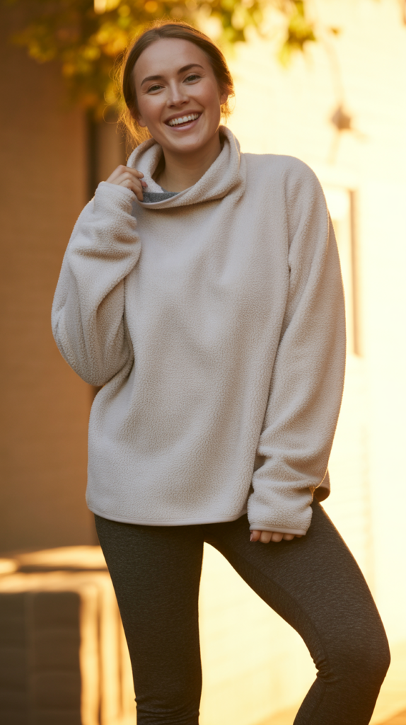 Suede Jacket with Turtleneck and Jeans