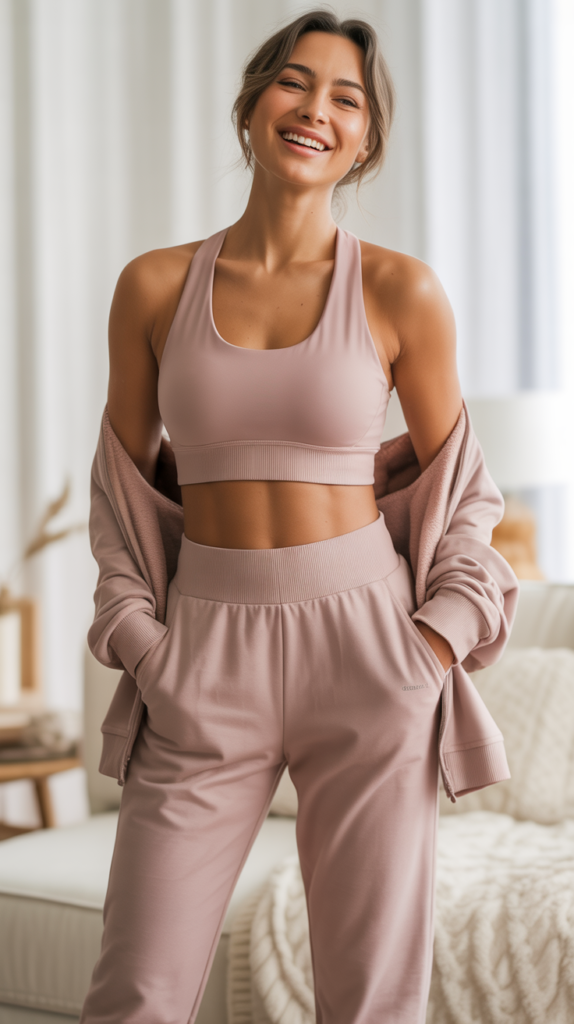 Athleisure Two-Piece: Sports Bra and High-Waisted Joggers