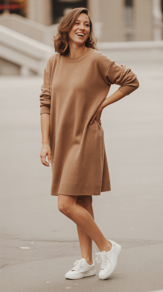 The Knit Dress and Sneakers Combination