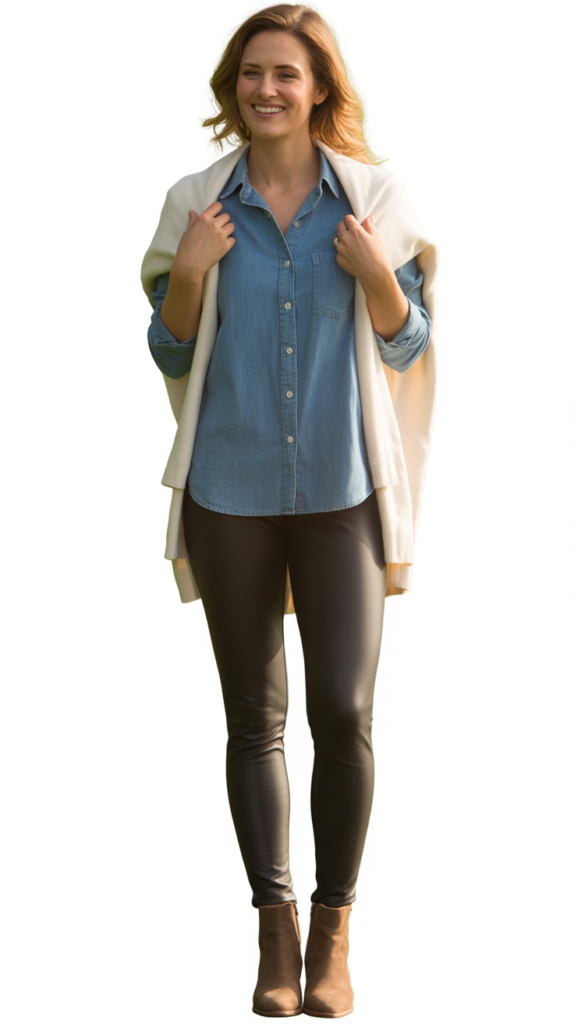  Chambray Shirt and Leggings