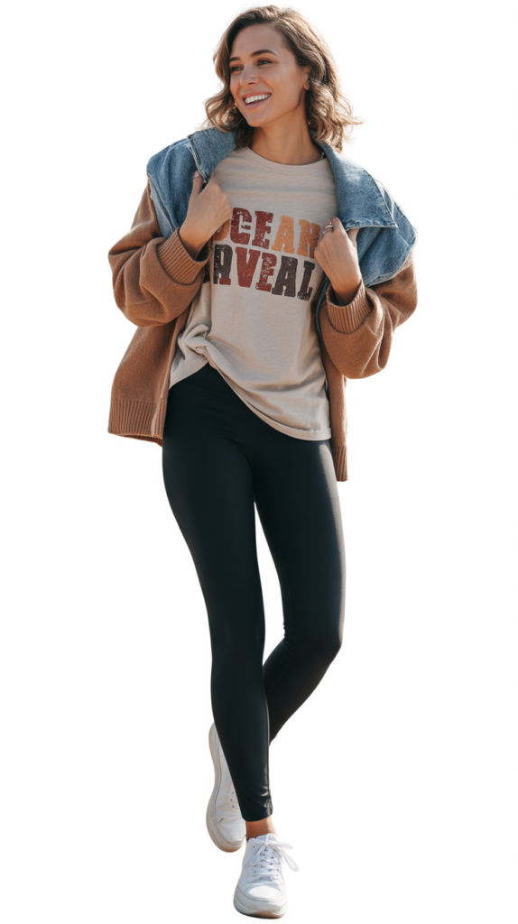 Graphic Tee and Leggings with Sneakers