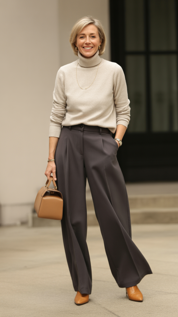 Turtleneck with Wide-Leg Trousers
