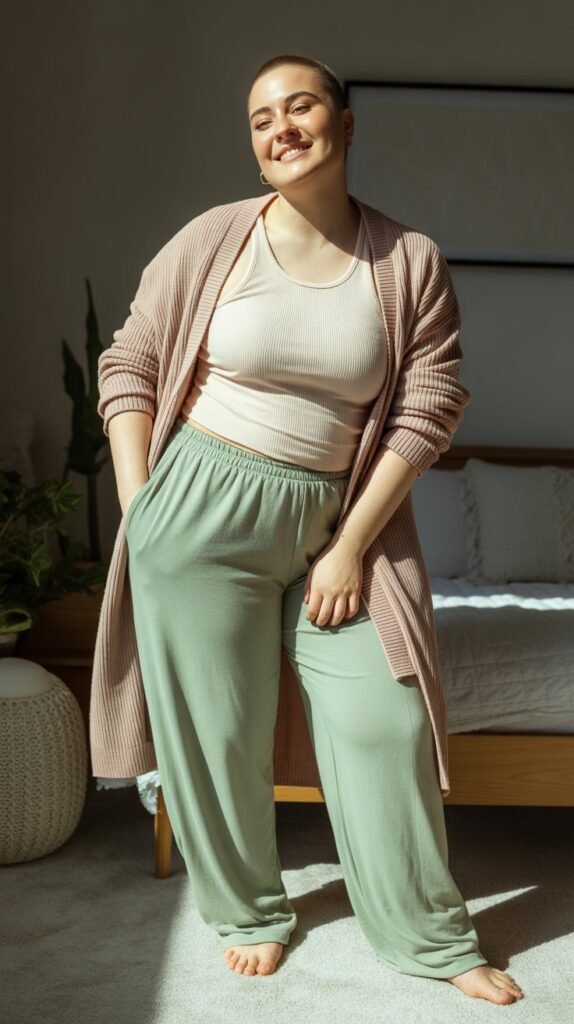 Layered Comfort with Tank, Cardigan, and Soft Pants