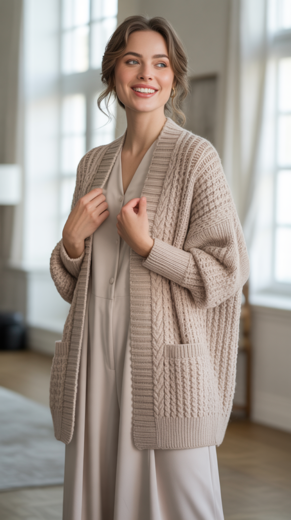 The Textured Cardigan Centerpiece Look