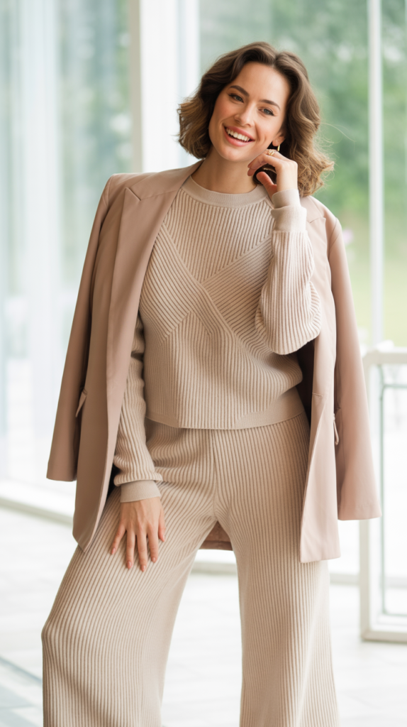 The Matching Knit Set with Contrast Layer