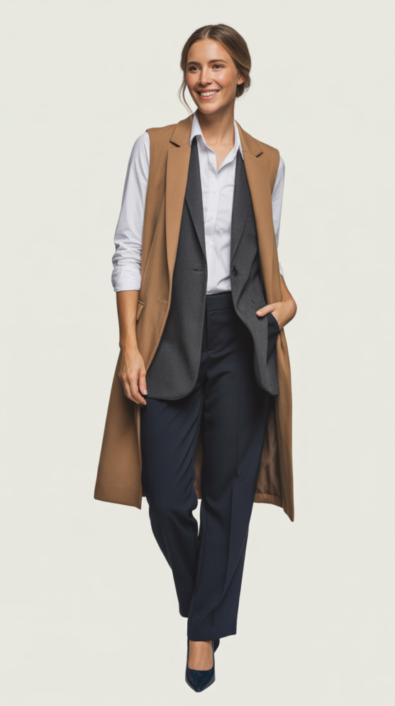  Longline Vest with Button-Down and Pants