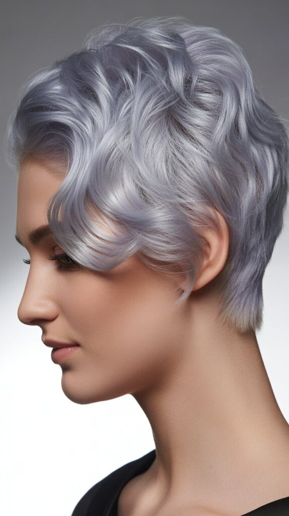 27 Gorgeous Wavy Pixie Hairstyles for Thick Hair 8 Wavy Pixie with Swept-Back Crown