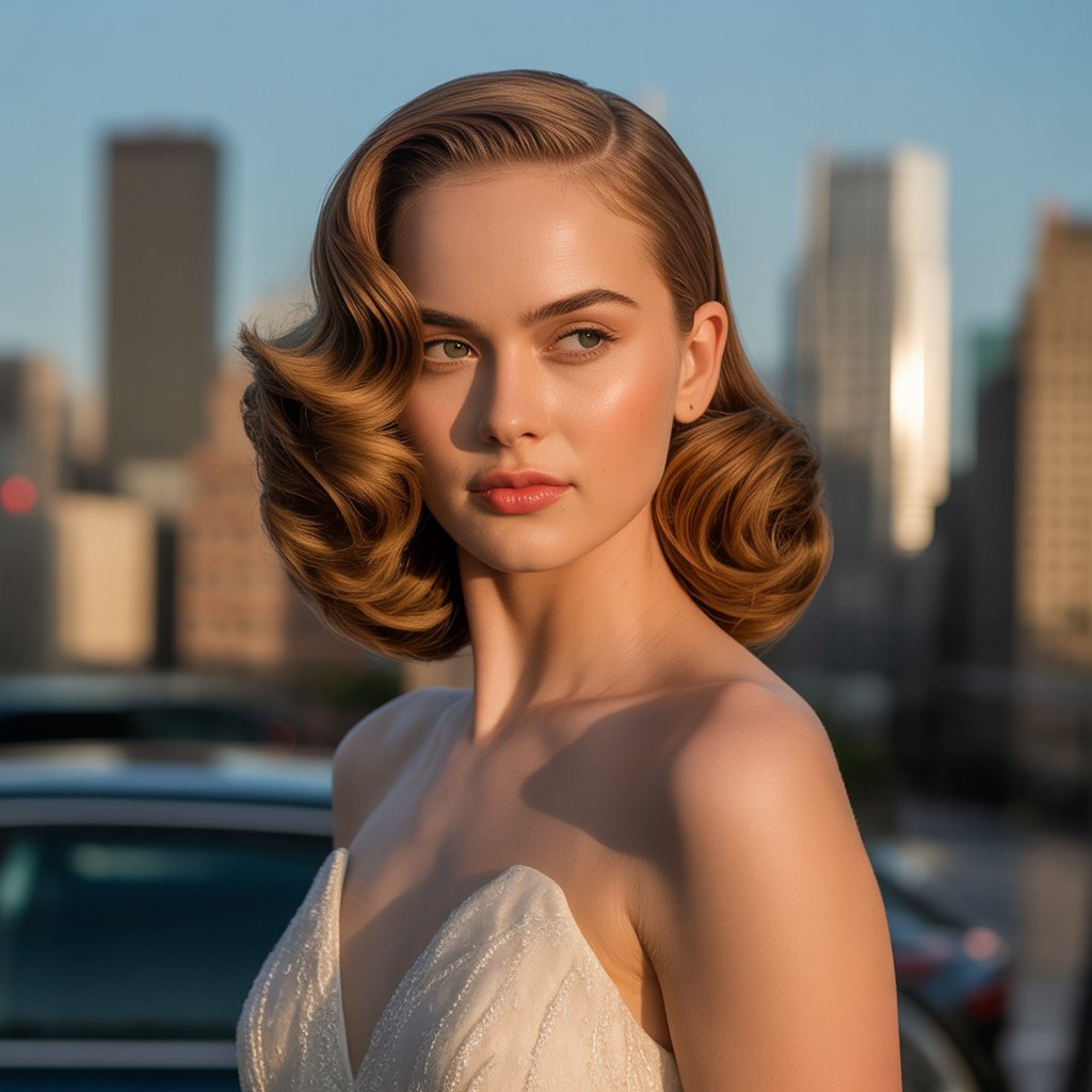 Side Part with Dramatic Sweep