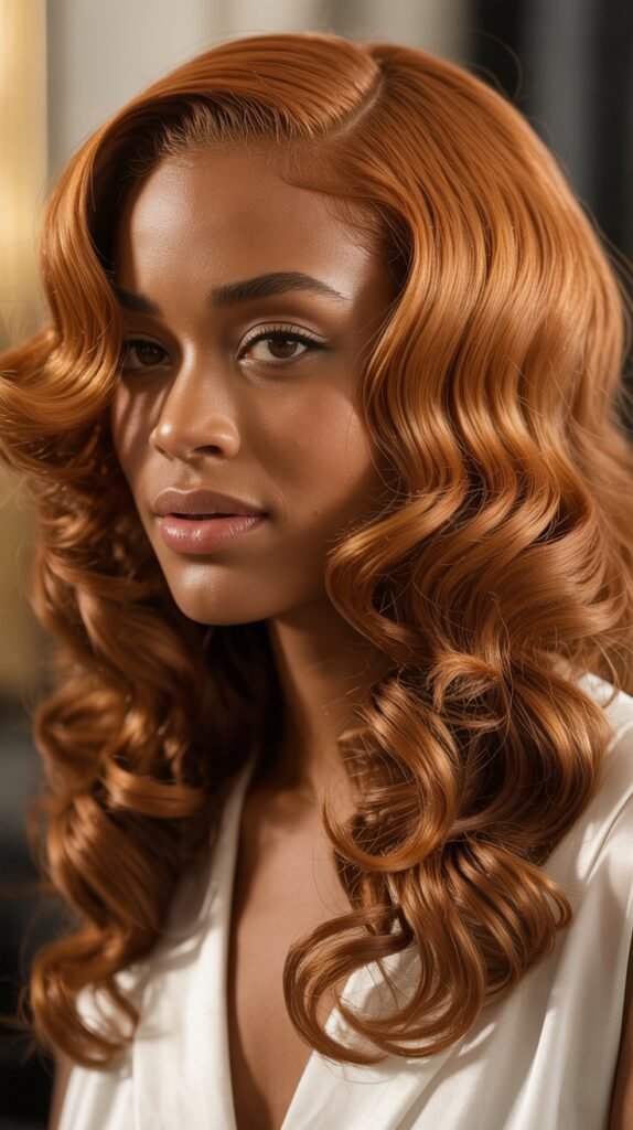 Copper Red Loose Hollywood Waves