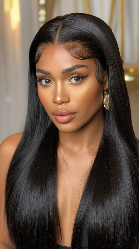 Sleek Straight Middle Part