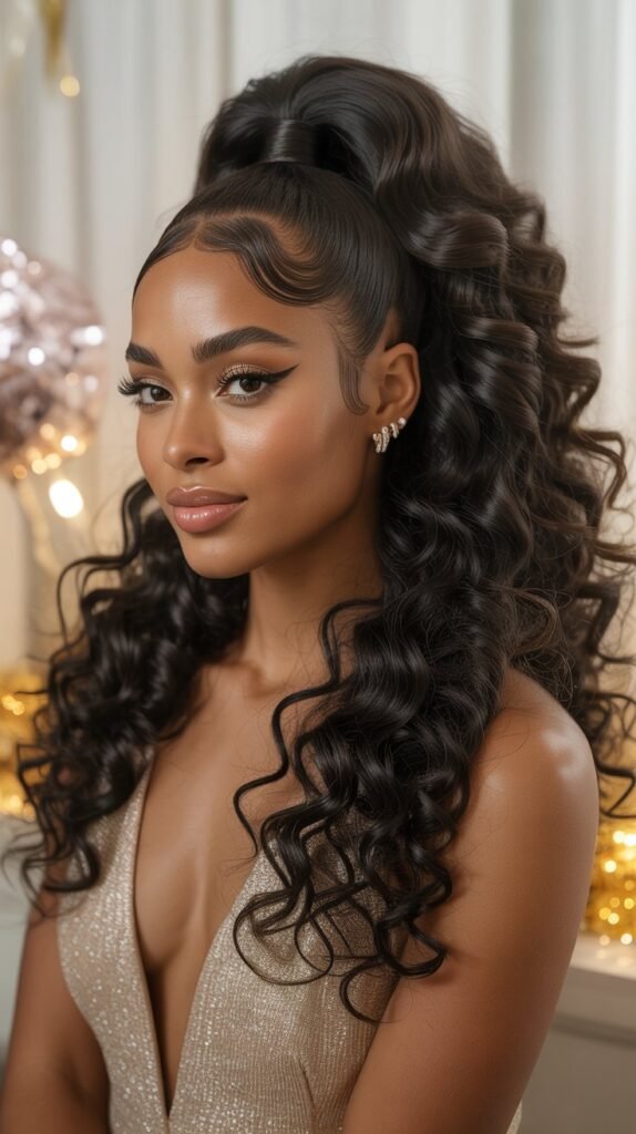 High Ponytail with Curls